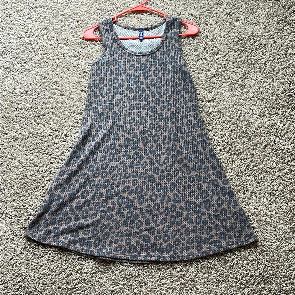 Gray and Brown Leopard Print Chemise with Scoop Neckline